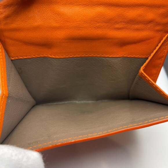 Bottega Veneta Intrecciato Nappa Leather Compact Wallet, Orange - Preowned - Picture 11 of 15